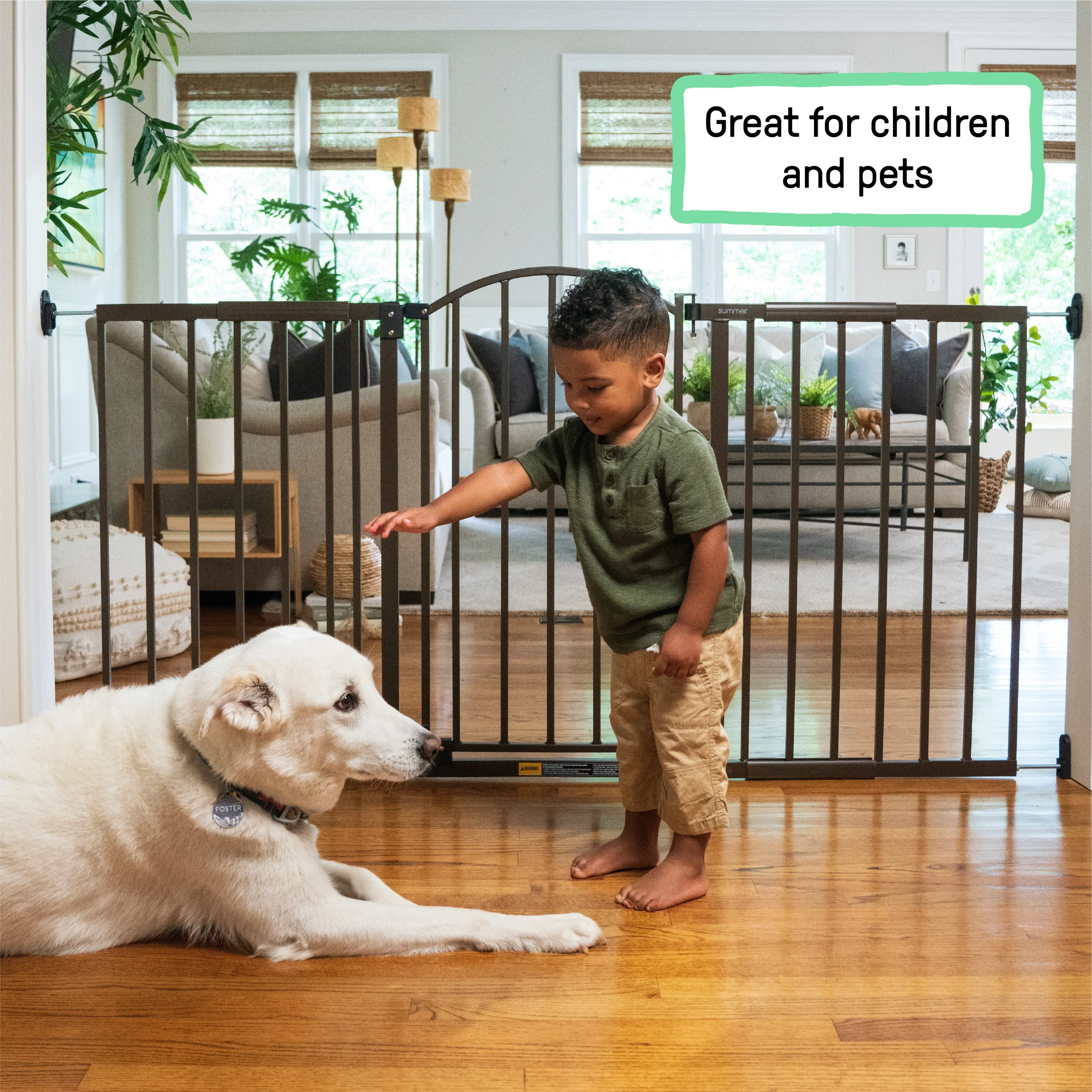 The Thruway 72XW Series Pet and Baby Metal Gate, Openings 44-72 wide, 36" tall - Bronze