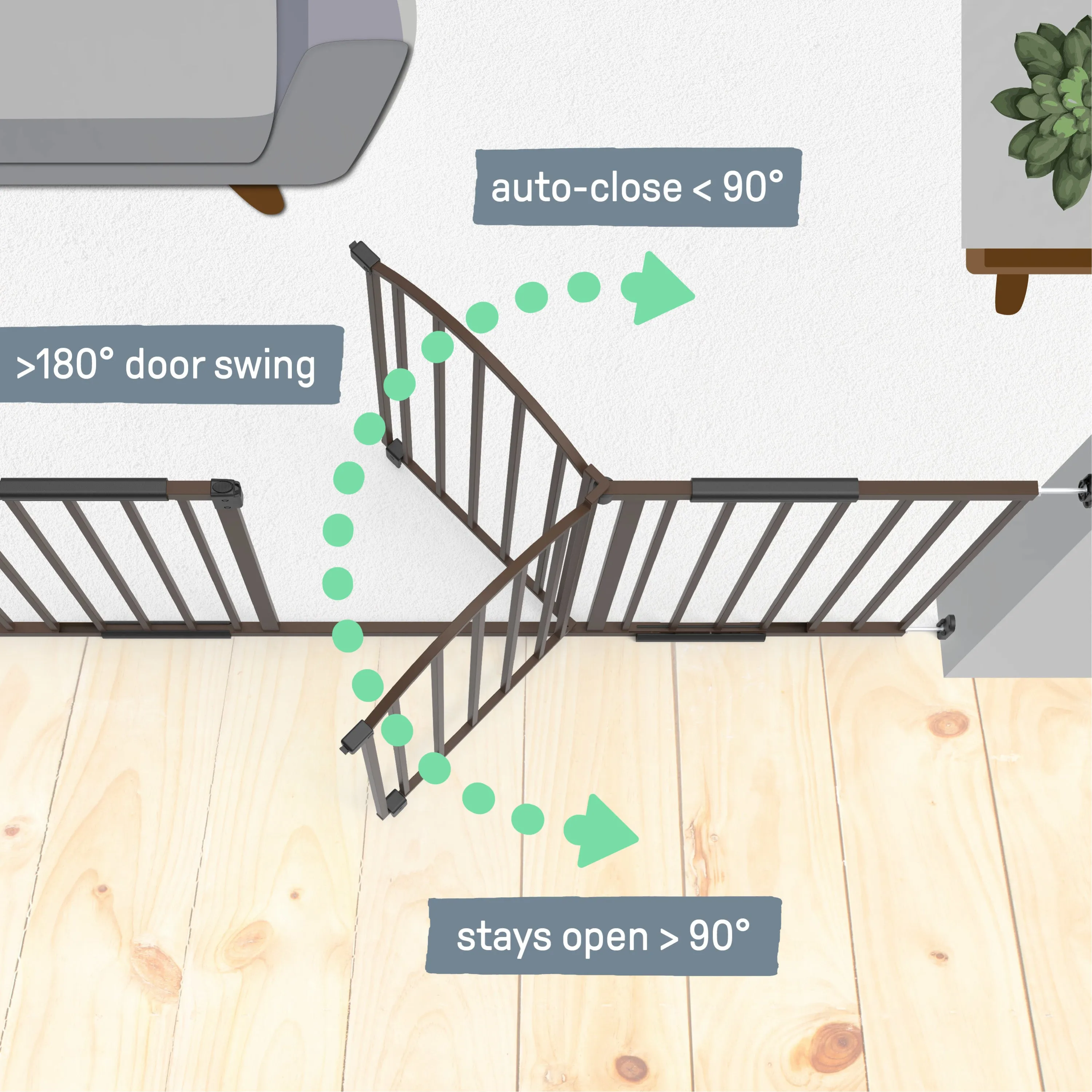 The Thruway 72XW Series Pet and Baby Metal Gate, Openings 44-72 wide, 36" tall - Bronze