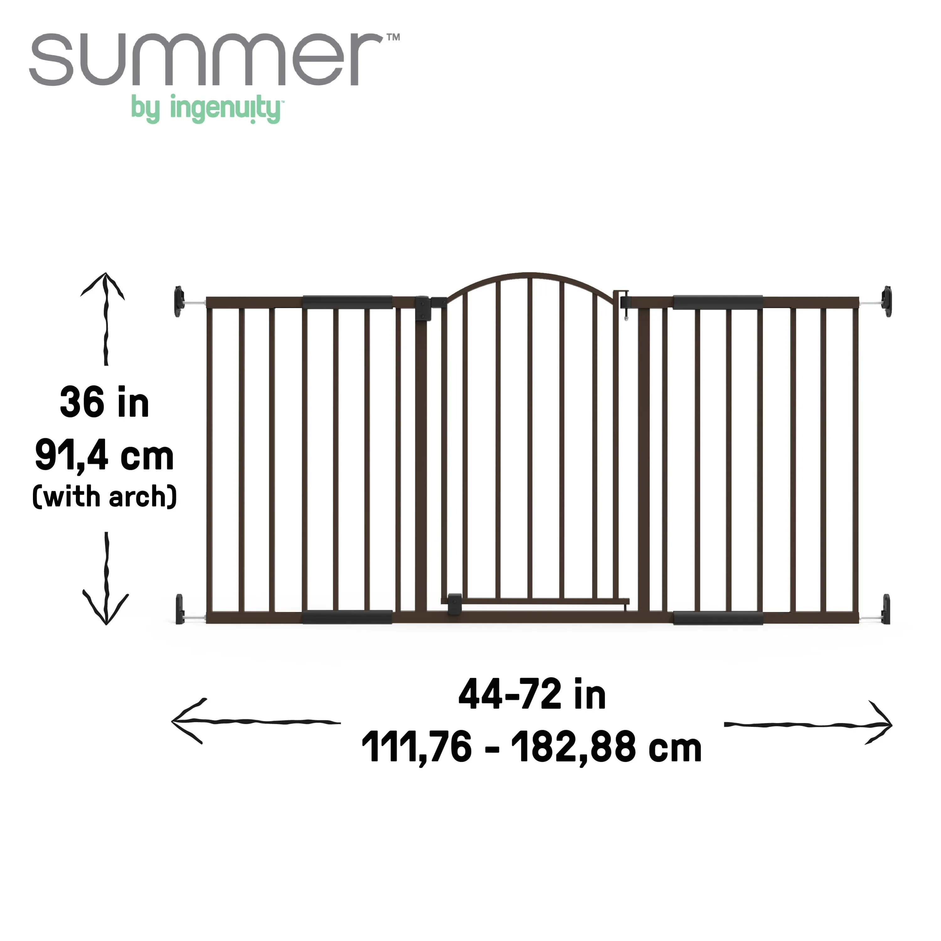 The Thruway 72XW Series Pet and Baby Metal Gate, Openings 44-72 wide, 36" tall - Bronze