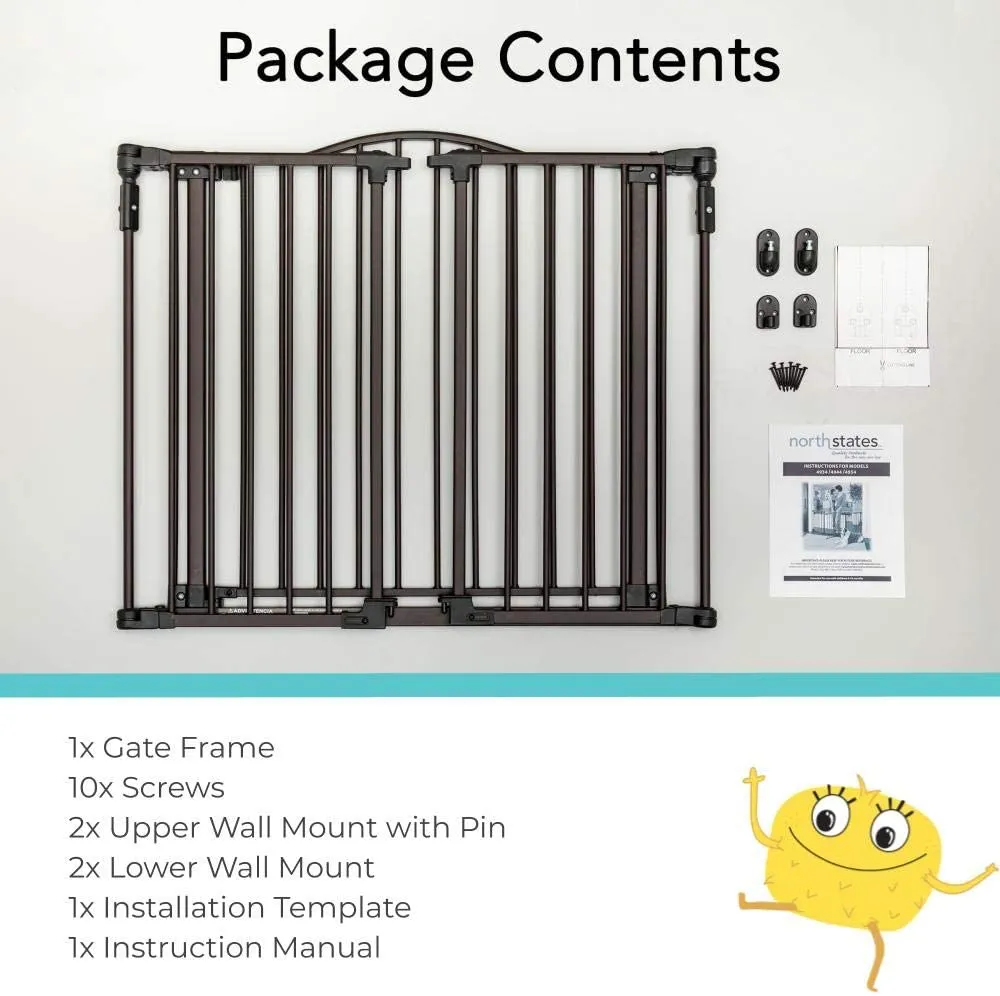 Wall Mounted Pet Gate - Fits Openings 28" - 31.5" wide - North States Deluxe Décor